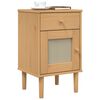 vidaXL Comodino SENJA Aspetto Rattan Marrone 40x35x65 cm in Legno Pino