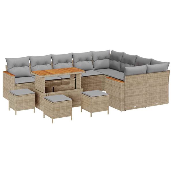 vidaXL Set Divano da Giardino 13 pcs Beige polyrattan
