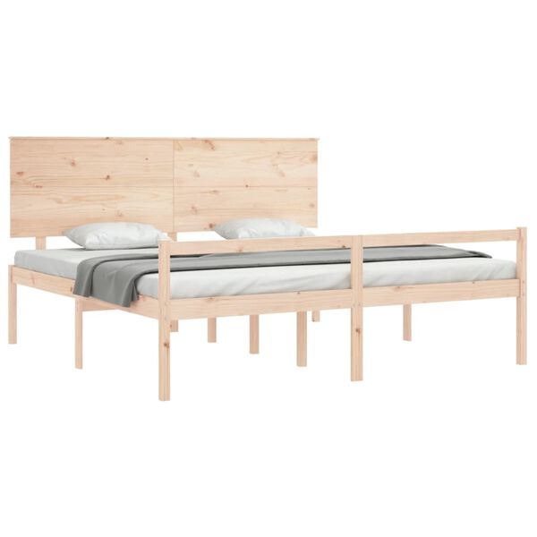 vidaXL Letto per Anziani con Testiera Bianco Super King Legno Massello