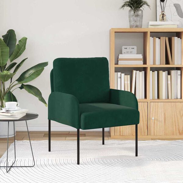 vidaXL Divani con cuscino 55cm Verde Scuro Legno compensato