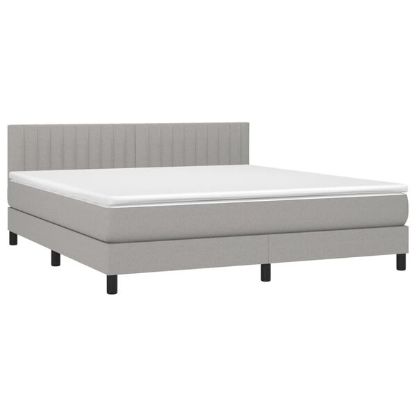 vidaXL Letto a Molle Materasso e LED Grigio Chiaro 180x200 cm Tessuto