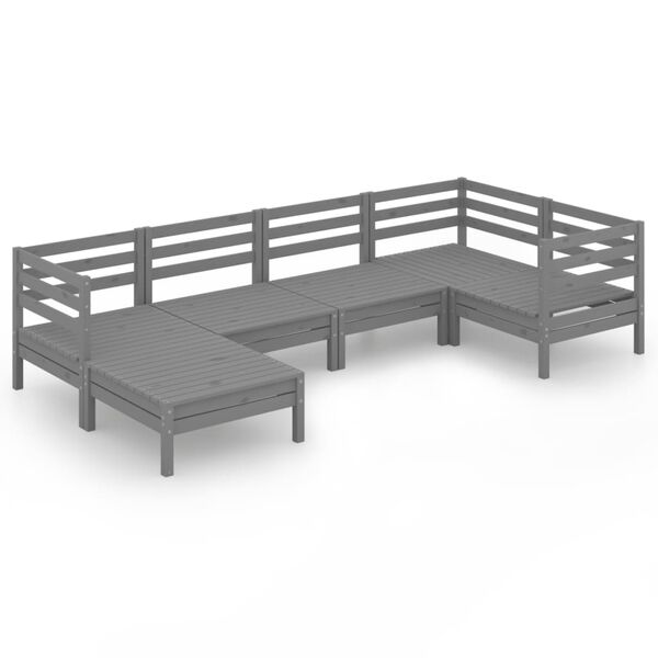 vidaXL Set Salotto da Giardino 6 pz in Legno Massello di Pino Grigio