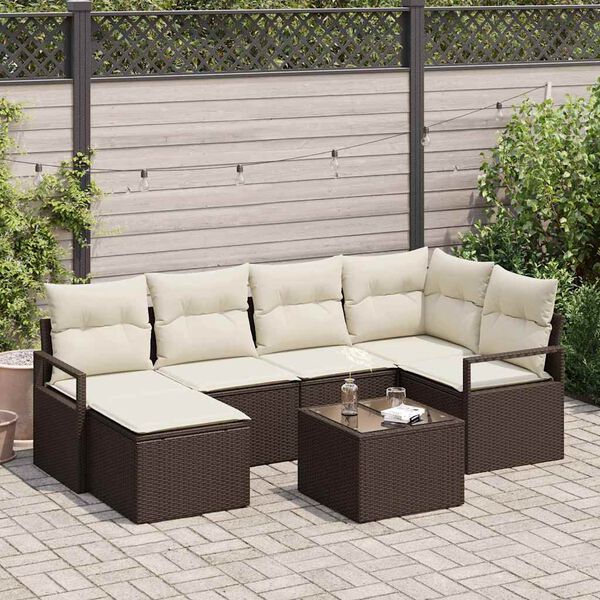 vidaXL Set di divani 7 pcs Marrone polyrattan
