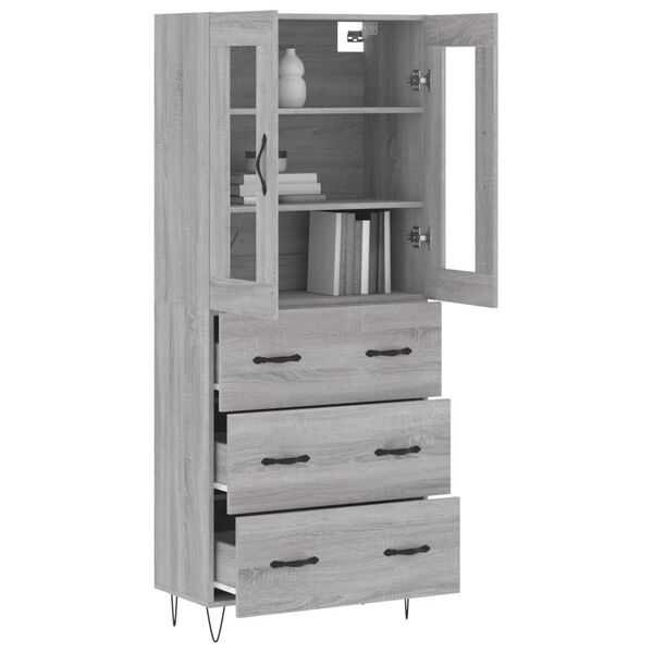 vidaXL Credenza Grigio Sonoma 69,5x34x180 cm in Legno Multistrato