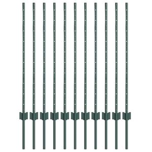 vidaXL Palo della recinzione 11 pcs Verde 100 cm Acciaio