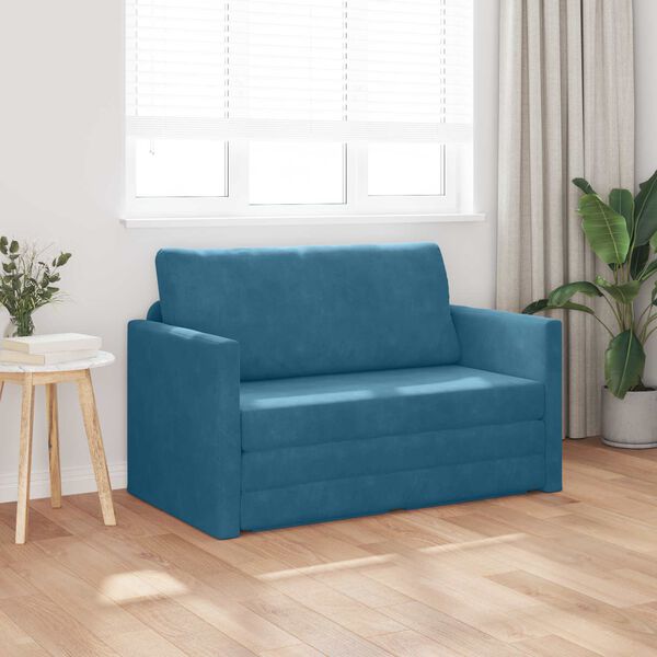 vidaXL Divano letto 110cm Blu Velluto