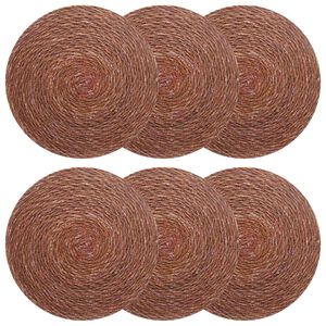 vidaXL Tovagliette in erba di mare 6 pz Marrone 100% Erba marina