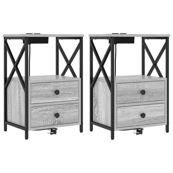 vidaXL Armadio da Notte 2 pcs Grigio Sonoma 40 x 31 x 60 cm