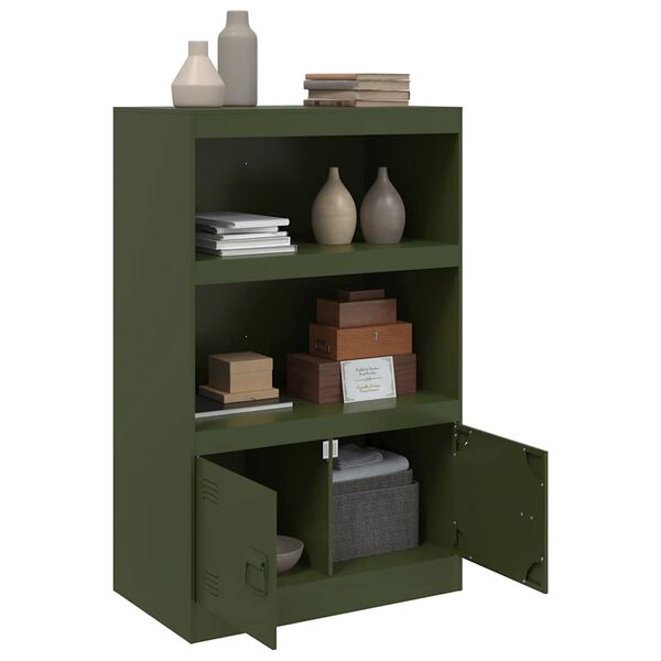vidaXL Credenza Verde Oliva 67x39x107 cm in Acciaio