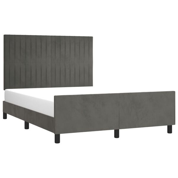 vidaXL Giroletto senza Materasso Grigio Scuro 140x190 cm Velluto