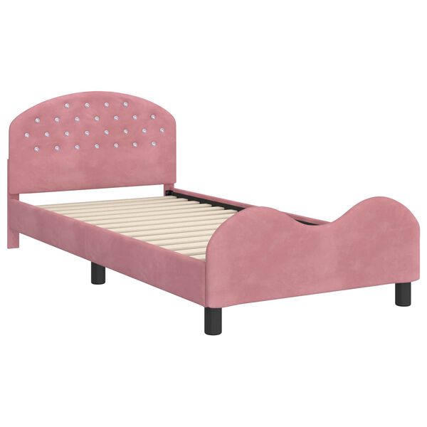 vidaXL Struttura letto bambini con testata Rosa 90 x 190 cm Velluto