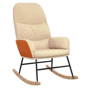 vidaXL Sedia a Dondolo Crema in Tessuto