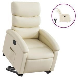 vidaXL Poltrona Alzapersona Reclinabile Crema in Similpelle