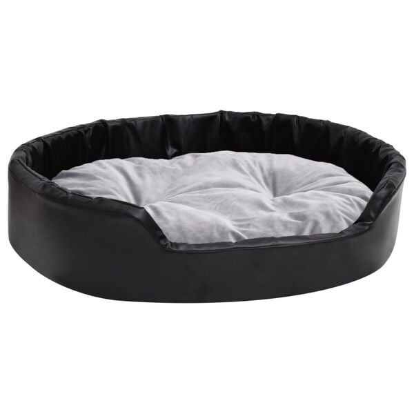 vidaXL Lettino per Cani Nero e Grigio 90x79x20 cm Peluche e Similpelle