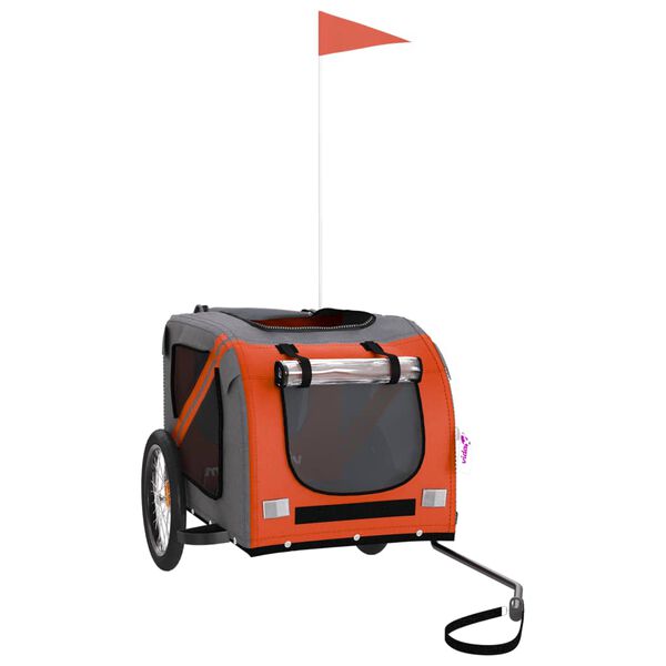 vidaXL Rimorchio da Bici per Animali Arancione e Nero Oxford e Ferro