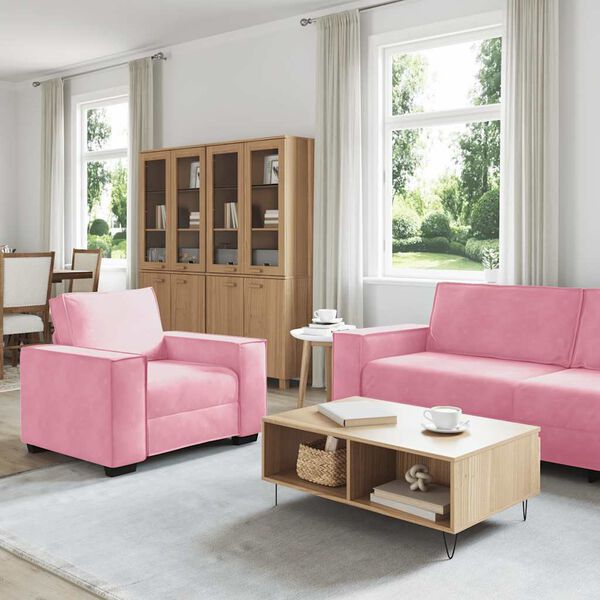 vidaXL Set di Divani 3 pz con Cuscini rosa in Velluto