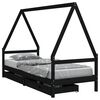 vidaXL Giroletto Bambini con Cassetti Nero 90x200cm Massello di Pino