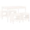 vidaXL Set da Pranzo per Giardino 5pz Bianco in Legno Massello di Pino