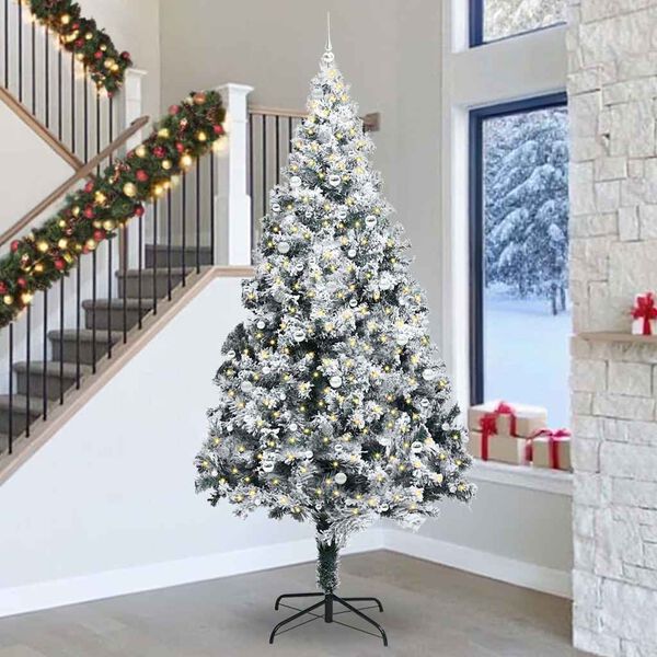 vidaXL Albero di Natale con 300 LED con supporto Verde 300 cm PVC
