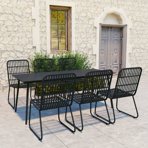 vidaXL Set da Pranzo da Giardino 7 pz in Polyrattan e Vetro