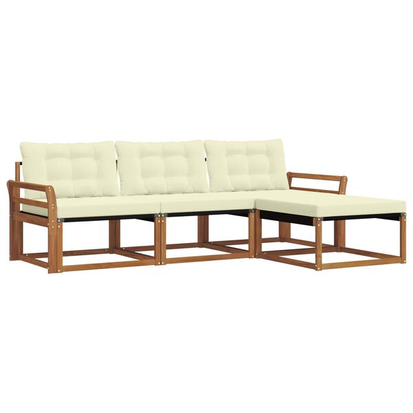 vidaXL Set di divani da esterno con cuscino 4 pcs Naturale e Crema