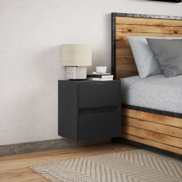 vidaXL Comodino a Parete con Luci LED Nero