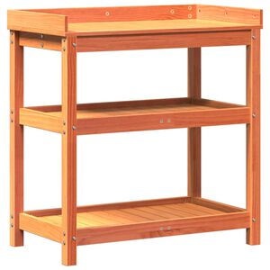 vidaXL Tavolo Invaso con Ripiani Marrone 82,5x45x86,5 cm Massello Pino