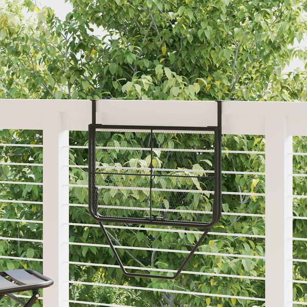 vidaXL Tavolo da Balcone Nero 60x40 cm in Acciaio