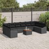 vidaXL Set Divano da Giardino con cuscino 11 pcs Nero polyrattan