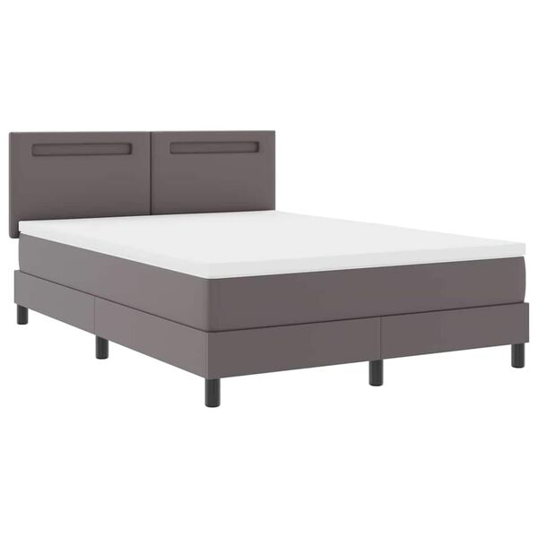 vidaXL Letto a molle con materasso Grigio 140 x 200 cm Pelle sintetica