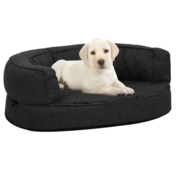 vidaXL Materasso Ergonomico per Cani 60x42 cm Pile Effetto Lino Nero