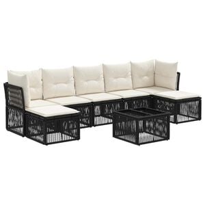 vidaXL Set Divano da Giardino 8 pcs Nero polyrattan