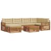 vidaXL Set di divani da esterno con cuscino 7 pcs Naturale e Beige