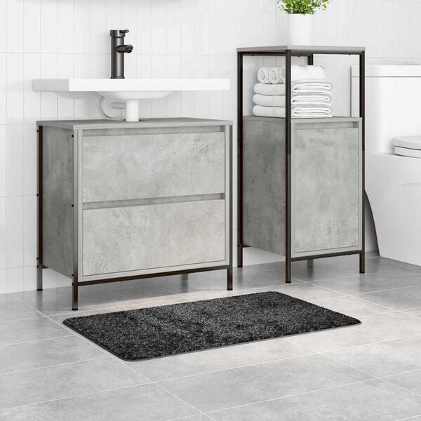 vidaXL Tappetino da bagno antiscivolo Grigio scuro 50 x 80 cm PP