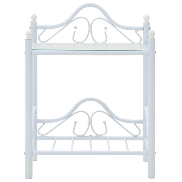 vidaXL Comodini Set 2 pz Acciaio e Vetro Temperato 45x30,5x60cm Bianco