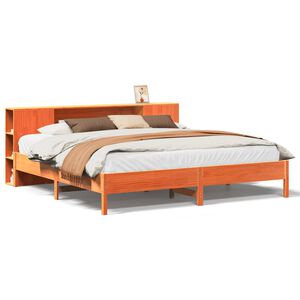 vidaXL Letto Libreria senza Materasso Marrone Cera 200x200 cm in Pino