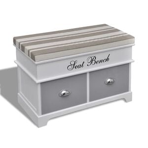 vidaXL Cassapanca per Ingresso con Cuscino Grigio e 2 Cassetti