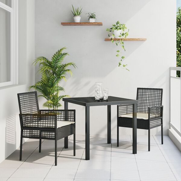 vidaXL Sedia da Giardino 2 pcs Nero 55 x 53 x 85 cm polyrattan