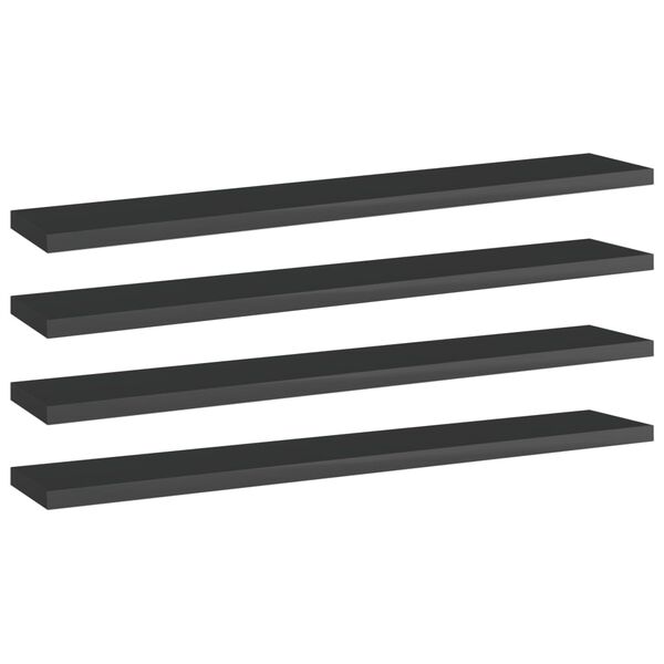 vidaXL Ripiani per Libreria 4pz Nero Lucido 60x10x1,5cm Multistrato