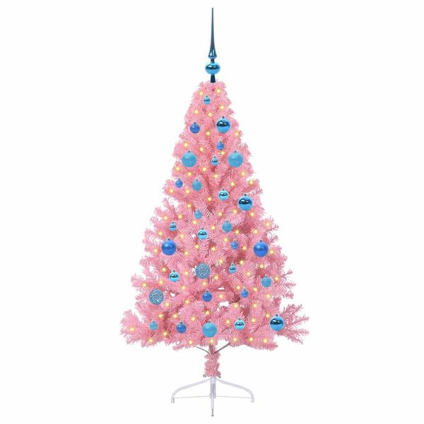 vidaXL Albero di Natale artificiale con luci integrate Rosa 150 cm PVC