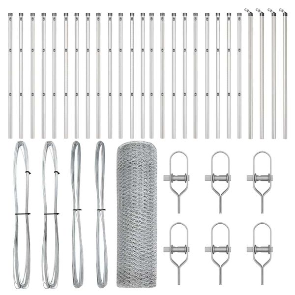 vidaXL Recinzione con pali. Argento 0.4 x 50 m