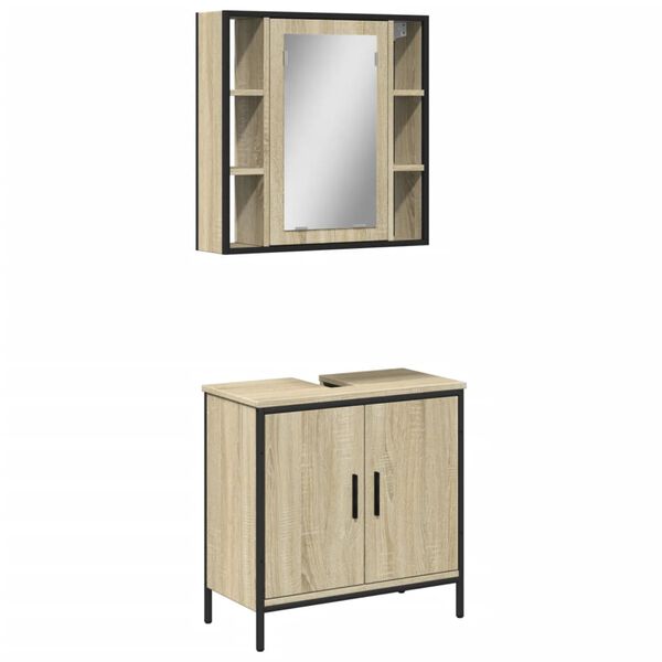 vidaXL Set Mobili da Bagno 2 pz Rovere Sonoma in Legno Multistrato