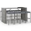 vidaXL Set Bar da Giardino 9 pz con Cuscini in Polyrattan Grigio