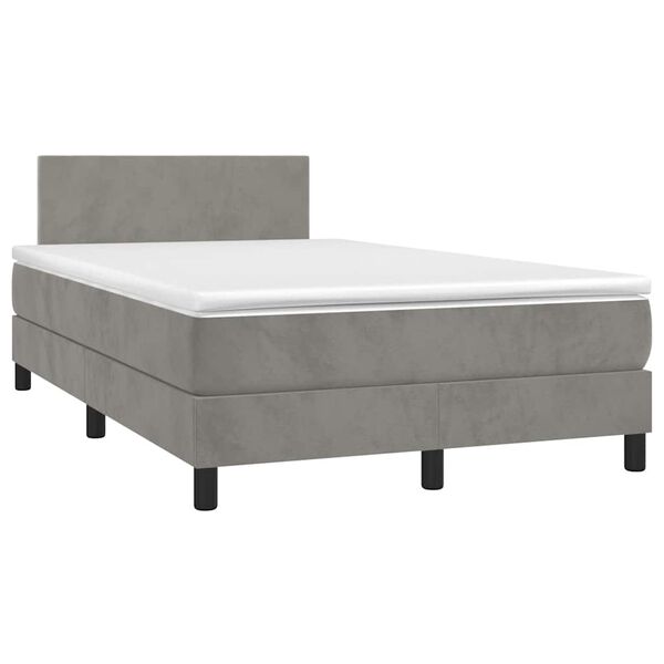 vidaXL Letto a Molle con Materasso e LED Grigio Chiaro 120x190 cm Velluto