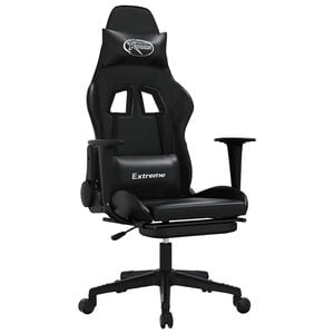 vidaXL Sedia da Gaming con Massaggio e Poggiapiedi Nera in Similpelle
