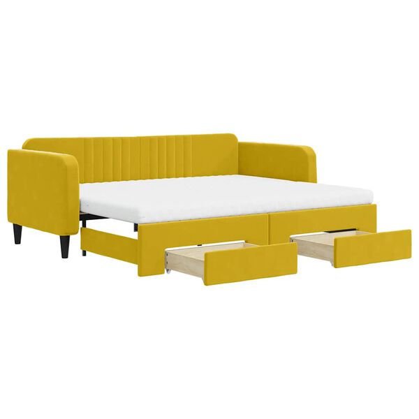 vidaXL Divano Letto Estraibile con Cassetti Giallo 90x200cm in Velluto