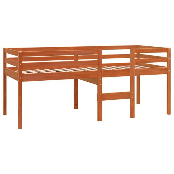 vidaXL Letto a Soppalco Marrone Cera 75x190 cm Legno Massello di Pino
