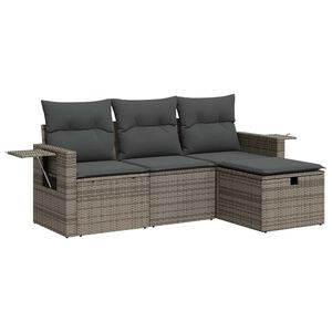 vidaXL Set Divani da Giardino 4 pz con Cuscini in Polyrattan Grigio