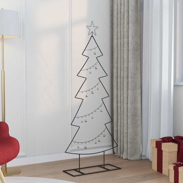 vidaXL Albero di Natale in metallo con supporto Nero 150 cm Acciaio