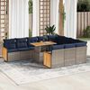 vidaXL Set Divani Giardino 11 pz con Cuscini Polyrattan Acacia Grigio